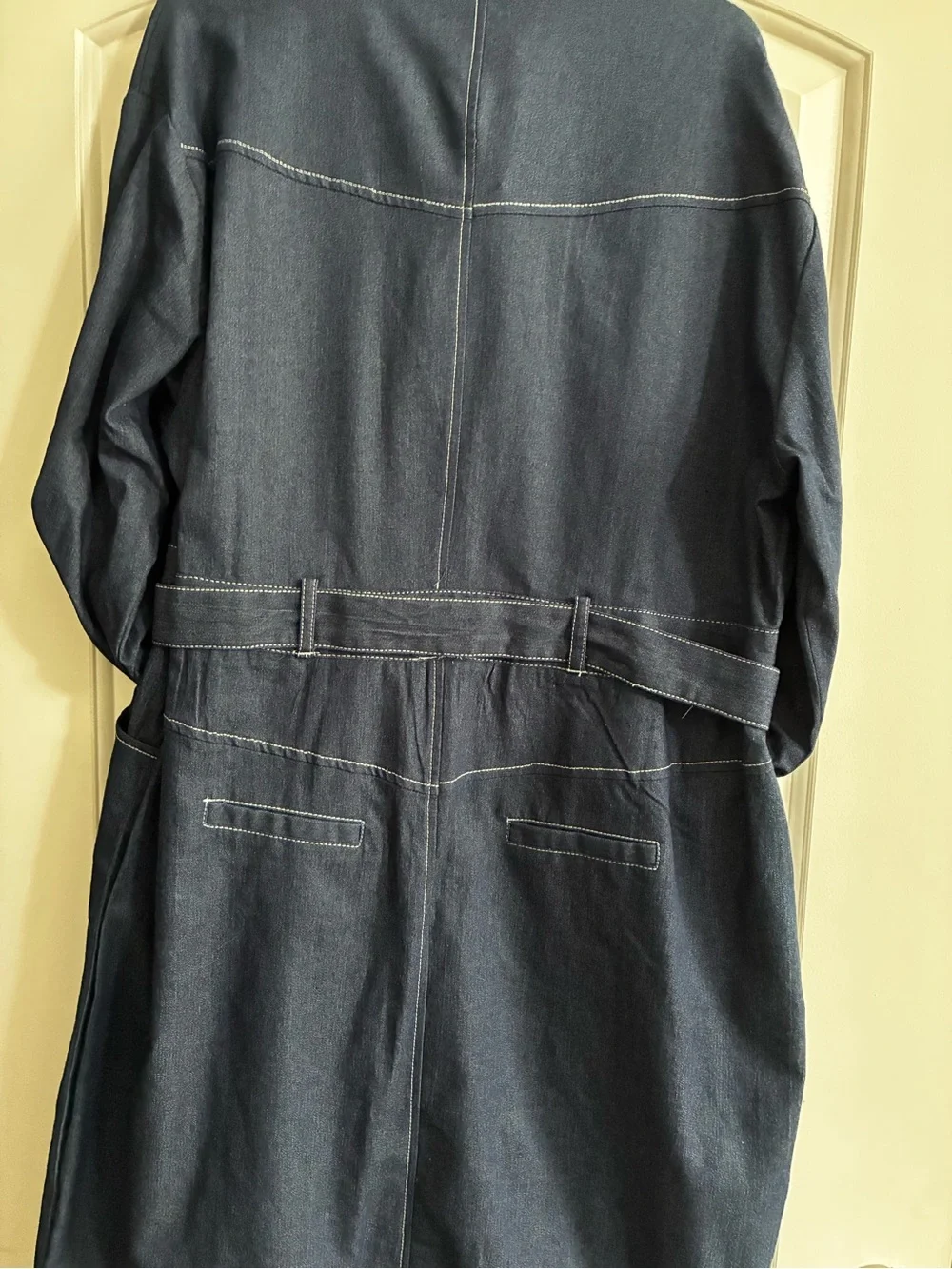 Angel Dark Blue Denim Zip-Front Belted Women's Dress
